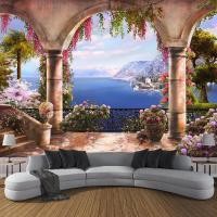 ราคา Custom 3D Photo Wallpaper Garden Balcony Sea View 3D Wall Painting Bedroom Living Room Sofa Decoration Wall Mural Papier Peint (13018974104)
