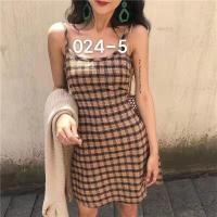 ราคา เดรสสายเดี่ยวลายสก็อตผูกหลัง เดรสสายเดี่ยวลายสก็อตสุดชิค ชุดเดรสสั้นลายสก๊อต (15893693699)