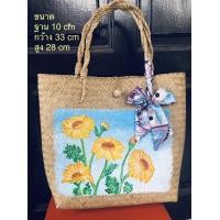 ราคา ฟรีผ้าโบว์ กระเป๋า สาน จาก กระจูด เพ้นท์ รูป งานเพ้นท์ ด้วย พู่กัน ขนาดปากกว้าง 14 นิ้ว ฐาน 7 7 นิ้ว สูง 8 นิ้ว (10786358124)