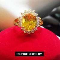 ราคา Inspire Jewelry แหวนพลอยบุษราคัมประดับด้วยเพชรCZ ฝังจิวเวลลี่แบบหนามเตย และล้อมเพชรรอบอีกชั้น งานสวย แบบร้านเพชร แบบร้านทอง ตัวเรือนหุ้มทองแท้ 24K พร้อมกล่องกำมะหยี่ (764570356)