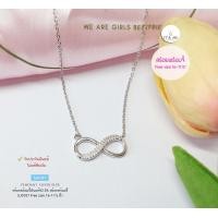 ราคา สร้อยพร้อมจี้เงินแท้92 5 Infinity ประดับเพชร cz Free size 16 17 5 นิ้ว ชุบทองคำขาว เรือนเงินแท้ (20331658076)