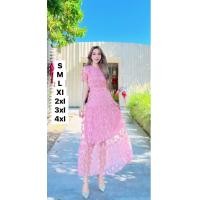 ราคา เดรสยาว เดรสงานปักดอก3D เดรสสีชมพู ปักดอกไม้ เดรสยาวอลัง เดรสสวยชุดสวยพร้อมส่ง (21193035838)