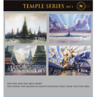 ราคา โปสการ์ดพิมพ์ภาพวาดสีน้ำภาพวาดสีน้ำ ชุดบรรยากาศวัดในไทย (15895309844)