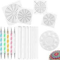 ราคา Mandala Art Dotting Tools 18 Set Including 4 Mandala Stencils 8 Acrylic Rods Paint Tray 5 Double Sided Dotting Tools (20302731514)