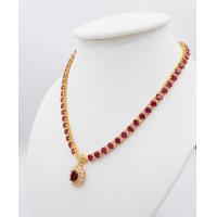 ราคา สร้อยคอ แดง ทับทิม สร้อยคอ จี้ เพชรสวิส เครื่องประดับผู้หญิง ทองชุบ ทองชุบไมครอน งานจิวเวอรี่ เกรดส่งออก (19002890351)