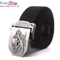 ราคา Cozy 115ซม 3 8ซม เข็มขัดผ้าแคนวาสกระโหลกศรีษะโจรสลัดหัวเข็มขัดอัลลอยผู้ชายทหารเข็มขัดเข็มขัดทหารสำหรับผู้ชายคุณภาพดีที่สุดสายเอี๊ยมผู้ชายสีเขียวทหาร (4357784305)