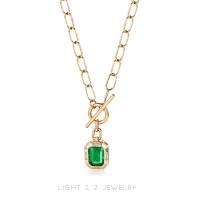 ราคา LIGHT Z Simple Emerald Princess จี้เพชรเลียนแบบมรกตธรรมชาติสร้อยคออัญมณีสำหรับผู้หญิง (15544608703)