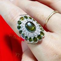ราคา แหวนเขียวส่อง ล้อมเพชร แหวนเงินแท้ พลอยเขียวส่อง CZ YTG 11601 (17399151887)