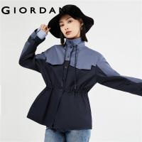 ราคา GIORDANO Women Jackets Contrast Color Drawstring Stand Collar Windbreakers Collect Waist Stylish Fashion Casual Jackets 18373902 (20426542048)