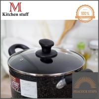 ราคา STUFF หม้อสองหูทรงสูง เคลือบหินอ่อนขนาด 22 cm No 7086 ลดราคา Peacock Steps (8628925671)