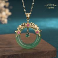 ราคา นำโชค สร้อยคอจี้ชุบทองหยกหยกหยกบำบัด2023นำโชค (19409413818)