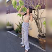 ราคา SpinnyHouse กางเกงผ่าข้าง กางเกงผูกเอว กางเกงผ่าข้าง กางเกงผูกเชือก กางเกงผ่าข้างลายริ้ว กางเกงลายริ้ว P203B (19385292378)