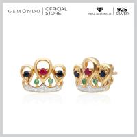 ราคา Gemondo ต่างหูเงินแท้ 925 ชุบทองคำ 18K ประดับทับทิม Ruby ไพลิน Blue Sapphire มรกต Emerald และเพชร Diamond ดีไซน์ทรงมงกุฏ (5728716897)