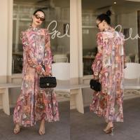 ราคา เดรสยาวทรงปล่อยลายยิปซี แต่งแขนย่น VSHOP (17599946331)