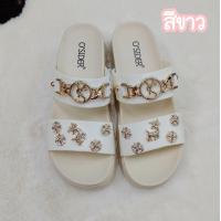 ราคา รองเท้าแตะแฟชั่น แต่งอะไหล่สีทอง เพชรวิ้งๆ พื้นหนา 5 ซม นุ่ม ใส่สบาย (18473802783)