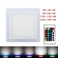 ราคา NEW Ultra Thin LED Double DownLight Lamp 6W 9W 16W 24W Dual Color Panel Light RGB Slim Square LED Panel Light Indoor lighting by Hs2023 (19740771909)