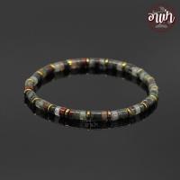 ราคา อาเป่า หินบลัดสโตน หินเลือด ทรงกระบอก แต่ง แร่เฮมาไทต์ Bloodstone ขนาด 4 5 มิล กำไลหินสี กำไลหินนำโชค หินสีเขียว หินมงคล สร้อยข้อมือ (19299129960)