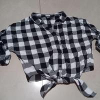 ราคา เสื้อครอปลายสก๊อต งานป้ายVERO MODA งานผูกเอวผ้านุ่ม (20040131734)