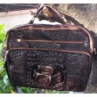 ราคา กระเป๋าสะพายสีนำตาลเม็ดมะขาม งานสวย ของสวย หนังแท้ หนังจระเข้แท้ โหนกสวยๆ (21105350290)