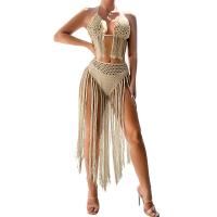 ราคา ยกทรงมีพู่ถักโครเชต์สำหรับผู้หญิง ชุดว่ายน้ำเซ็ตผ้าคลุมรถอัพชุดสำหรับเดินชายหาด2ชิ้นบิกินี่ครบชุดชุดว่ายน้ำ (18173267399)