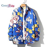 ราคา Cozy Up เสื้อแขนยาวผู้ชายเสื้อแฟชั่นผ้าบาติกลายดอกไม้ผ้าโพลีเอสเตอร์ลำลอง (13002333658)