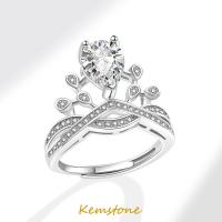 ราคา Kemstone แหวนรูปมงกุฎคริสตัลสีฟ้าทรงลูกแพร์ชุบเงินแวววาวสำหรับผู้หญิง (19827681601)