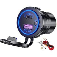 ราคา Ready Stock COD PD Type C USB Car Charger and QC 3 0 Quick Charger 12V Power Outlet Socket with ON Off Switch for Motorcycle RV ATV (12344691811)