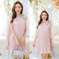 ราคา พร้อมส่ง Mini dress pleat เดรสสั้นอัดพลีททั้งตัว ดีเทลคอผูกโบว์ มินิเดรสพลีท (21069579542)