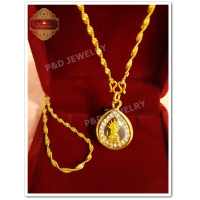ราคา จี้พระประจำวันเกิด วันเสาร์ ปางนาคปรก ล้อมเพชร CZ ขาว ชุบทองแท้ 24K เคลือบแก้วหนา (2882332440)