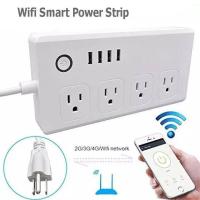 ราคา TUYA ปลั๊ก Wifi ควมคุมอุปกรณ์ผ่าน app ช่องจ่ายไฟ AC 4 ช่องและพอร์ต 4USB Wifi Smart Power Strip Surge Protector (7950012887)