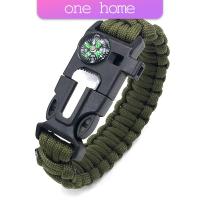 ราคา One Home เชือกรัดข้อมือ สายรัดข้อมือสีเขียว สำหรับเดินป่า มีด นกหวีด แท่งจุดไฟ เชือก เข็มทิศ 5in1 Outdoor Accessories (20319229472)