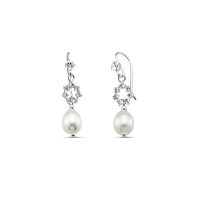 ราคา Silver thai Jewelry ต่างหูสตั๊ดเงินสเตอร์ลิงประดับมุกคริสตัลเกล็ดหิมะหยดน้ำตา Sterling Silver Stud Earrings with Teardrop Snowflake Crystal Pearl ตุ้มหู ใส่่แล้วไม่แพ้ (20526038827)