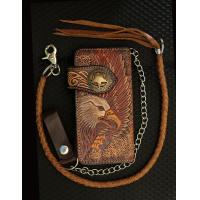 ราคา กระเป๋าตังตอกลายหนังแท้ กระเป๋าวินเทจ กระเป๋าหนังแท้ กระเป๋าใบยาว ลายไทย (2297404385)