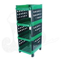 ราคา ชั้นวางของพลาสติก 4 ชั้น สีเขียว ดำ ชั้นวางของ ขนาด 32 27 74 ซม (3318160897)