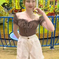 ราคา MesubShop เสื้อปาดไหล่ เสื้อไหมพรม โบว์หน้า เสื้อแขนตุ๊กตา เสื้อเปิดไหล่ ผูกโบว์หน้า เสื้อรูดๆ รุ่น B02 D503A (19573422878)