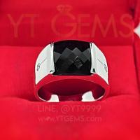 ราคา แหวนนิล ข้างเพชร แหวนเงินแท้ ชุบทองคำขาว พลอยนิลแท้ YTG 11824 (19216420371)