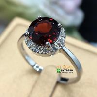 ราคา แหวนโกเมน แหวนเงินแท้ ชุบทองคำขาว พลอยโกเมนแท้ YTG 8521 (17405693096)