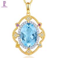 ราคา Lohaspie เครื่องประดับแท้8กะรัต925จี้เงินสเตอร์ลิงแท้สร้อยคอจี้บุษราคัมสีฟ้าธรรมชาติเครื่องประดับห้อยแฟชั่นเงิน925แท้สำหรับผู้หญิง (20444408786)