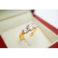 ราคา แหวนทองเพชรเม็ดยอดเม็ดละ 50 ตังเม็ดข้างเม็ดละ 30 ตัง น้ำ100 ขาวสวยไฟดี พร้อมใบรับรองสินค้า เคลือบทองคำแท้100 (14368517841)