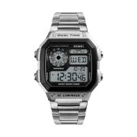 ราคา SKMEI นาฬิกาข้อมือสแตนเลสสำหรับผู้ชาย นาฬิกากีฬา5bar กันน้ำมีไฟด้านหลังดูหรูหราสายรัดข้อมือดิจิตอลนาฬิกาปลุก ClO (21171194848)