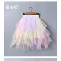 ราคา Girls Veil Skirt 2021 New Fashion Kids Cake Rainbow Gauze Skirt Umbrella Princess Dress Irregular Mesh Skirt 2 12 Years Old (17112443488)