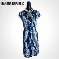 ราคา Banana Republic เดรสคอวีแขนสั้นแบบผูกลายปริ้น (20616330191)