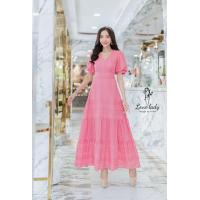 ราคา ป้าย Love lady เดรสยาวลูกไม้แขนตุ๊กตา งานปักฉลุทั่งชุดบุซัยอย่างดี (20427428480)