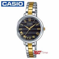 ราคา CASIO Standard นาฬิกาข้อมือผู้หญิง สายสแตนเลสสองกษัตริย์ รุ่น LTP E160SG 1ADF หน้าปัดดำ (2189072166)