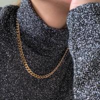 ราคา imean store Curb 18K gold chain สร้อยคอวัสดุไทเทเนี่ยมชุบทอง 18K ยาว 40 5 cm (16984139944)