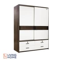 ราคา Livinghome FurnitureMall ตู้เสื้อผ้าบานเลื่อน บานสไลด์ ขนาดใหญ่ 160 cm ECONY สี Natura White (20106043192)