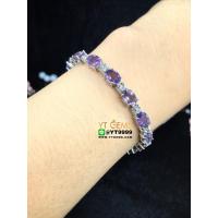 ราคา สร้อยข้อมืออเมทิสต์ สร้อยข้อมือเงินแท้ ชุบทองคำขาว พลอยอเมทิสต์แท้ YTG 9163 (17439787061)