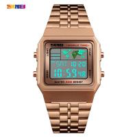 ราคา SKMEIกีฬานาฬิกา 1338 LEDดิจิตอลผู้ชายนาฬิกาสแตนเลสทหารนาฬิกาข้อมือกันน้ำ (3047498661)