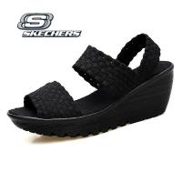 ราคา Skechers รองเท้าแตะผู้หญิง Cali Rumbler Wave สตรี รองเท้าแตะส้นเตารีด ส้นสูง ทอรองเท้า 31778 BBK (20311277784)