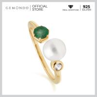 ราคา Gemondo แหวนมุก เงินแท้ 925 ชุบทองสี 22K ประดับมรกต Emerald และโทแพซ Colorless Topaz ดีไซน์โมเดิร์น (4770050560)